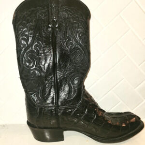 Lucchese Men's Western Black Leather Boots Size 10.5 (2E width)